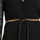 H Halston Women's Collarless Faux Leather Sleeve Belted Blazer Black Size X-Small