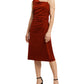 H Halston Women's One Shoulder Chain Detail Dress Red Size Small