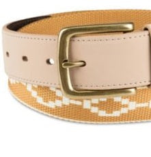 Sun + Stone Men's Faux Leather Printed Fabric Belt Yellow Size Regular