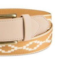 Sun + Stone Men's Faux Leather Printed Fabric Belt Yellow Size Regular