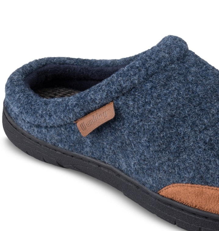 Haggar Men's Microsuede Trim Bumper Felt Clogs Blue Size XX-Large
