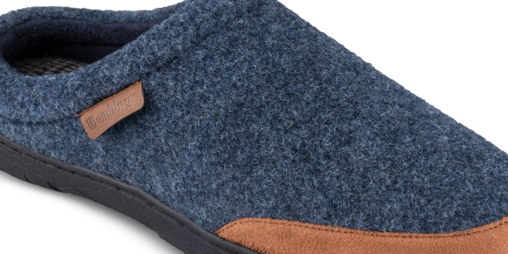 Haggar Men's Microsuede Trim Bumper Felt Clogs Blue Size XX-Large