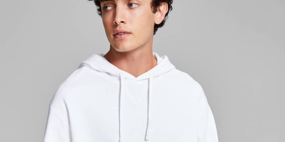 And Now This Men's Fleece Hoodie with Kangaroo Pockets White Size Medium