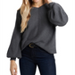 1.state Women's Rib-Knit Bubble Sleeve Sweater Size Medium
