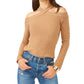 1.STATE Women's Cross Neck Cold Shoulder Cotton Blend Sweater Brown Size Medium