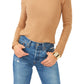 1.STATE Women's Cross Neck Cold Shoulder Cotton Blend Sweater Brown Size Medium