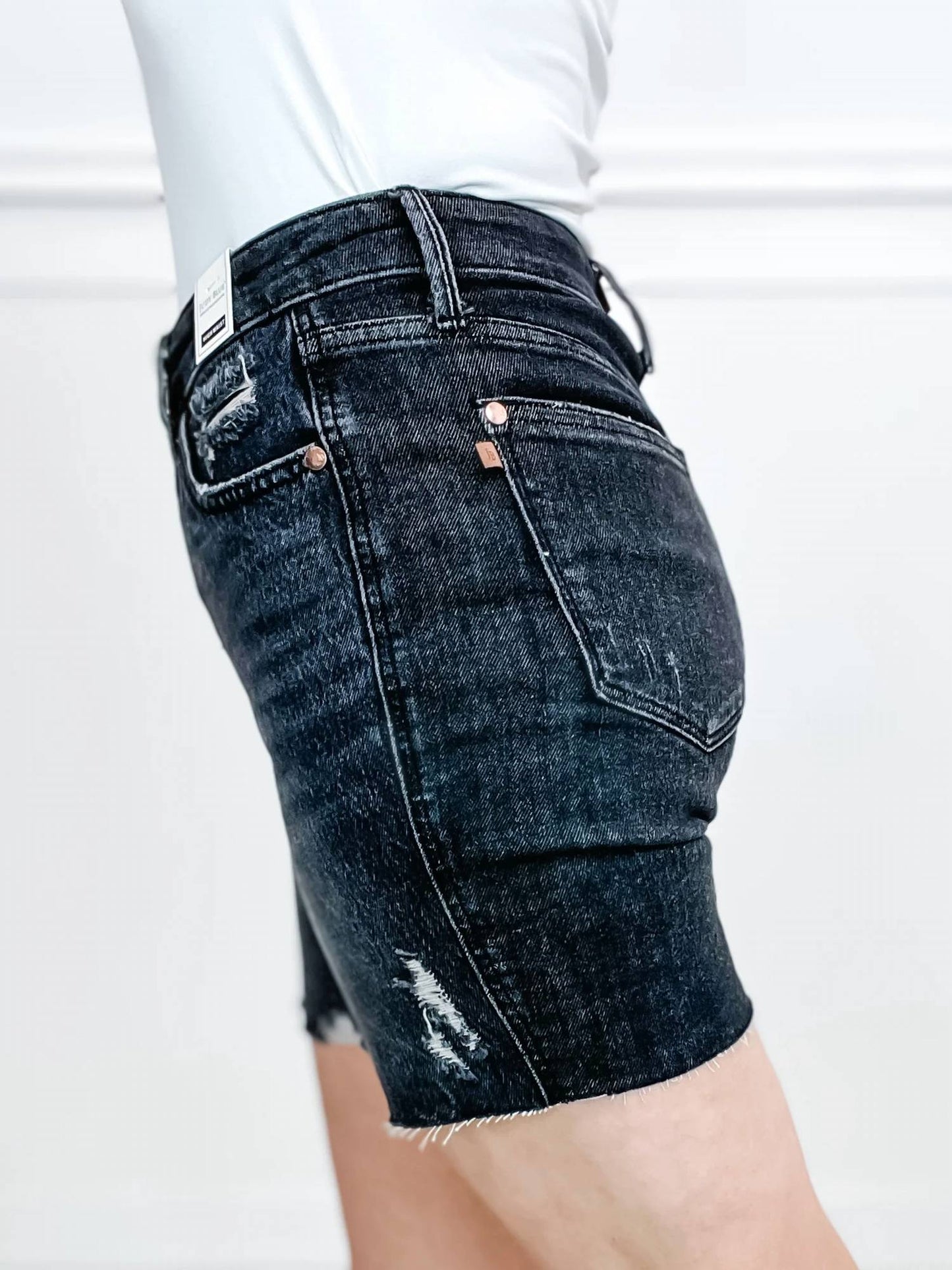 Judy Blue - High Waist Rigid Magic Destroy Raw Hem Shorts