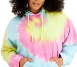 Full Circle Trends Women's Tie Dyed Hoodie Sweatshirt Blue Size 2X
