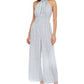 Moon River Women's Polka Dot Halter Neck Wide Leg Jumpsuit White/Blue Size S