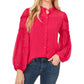 CeCe Women's Ruffle Detail Crinkled Chiffon Blouse Pink Size X Large