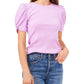 1.State Women's Pullover Top Ribbed Crewneck Violet Size M