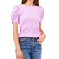 1.State Women's Pullover Top Ribbed Crewneck Violet Size M