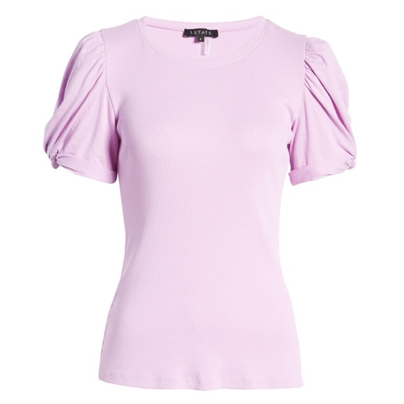 1.State Women's Pullover Top Ribbed Crewneck Violet Size M