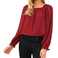 CeCe Women's Clip Dot Top Red Wine Size Small