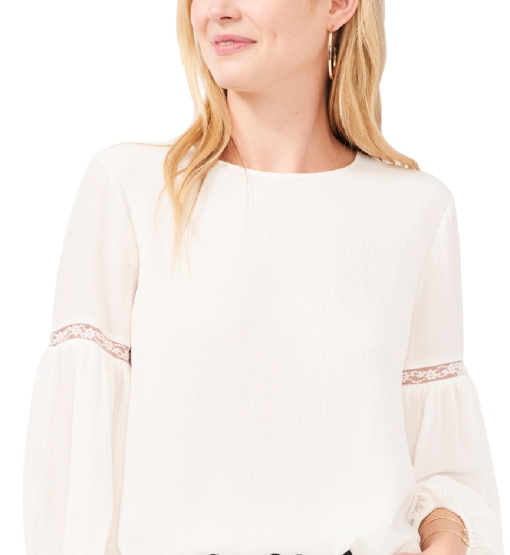 Vince Camuto Women's Lace Detail Crepe Blouse Brown Size X-Small