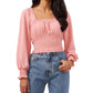 1.STATE Women's Square Neck Long Sleeve Top Pink Size Medium