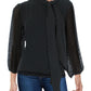 Riley & Rae Women's Tie Neck Puff Sleeve Blouse Black Size Small