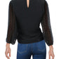 Riley & Rae Women's Tie Neck Puff Sleeve Blouse Black Size Small