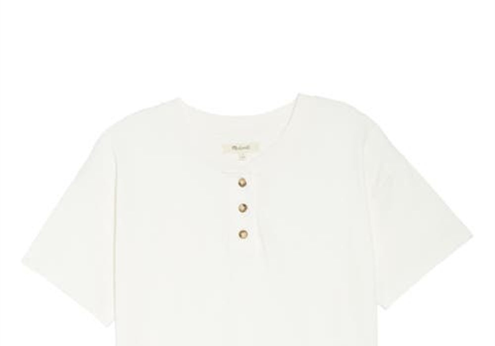Madewell Parkview Henley Tee in Lighthouse Blue Size Large
