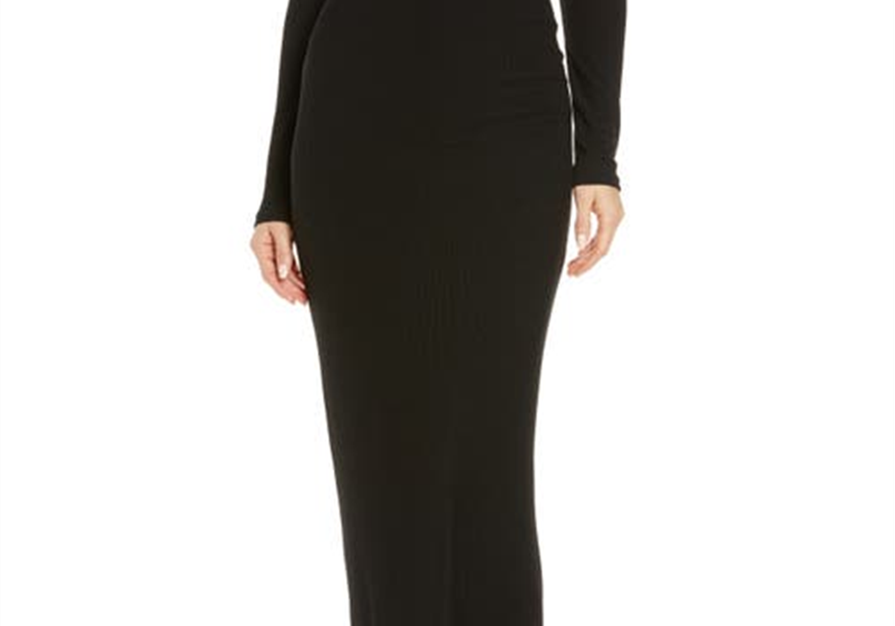 Skims Women's Onyx Soft Lounge Long Sleeve Dress Size Small