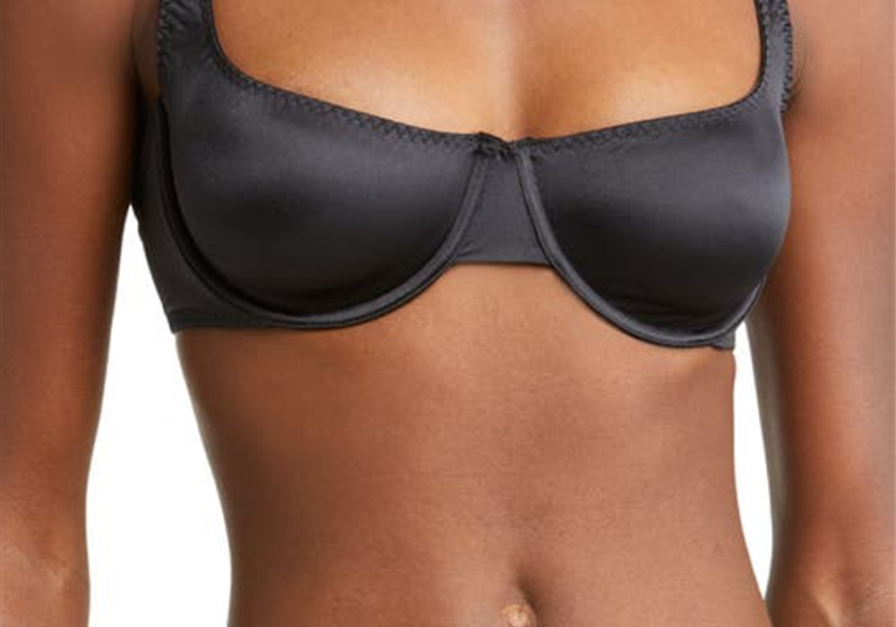 SKIMS Stretch Satin Underwire Bra in Onyx Size 34DD