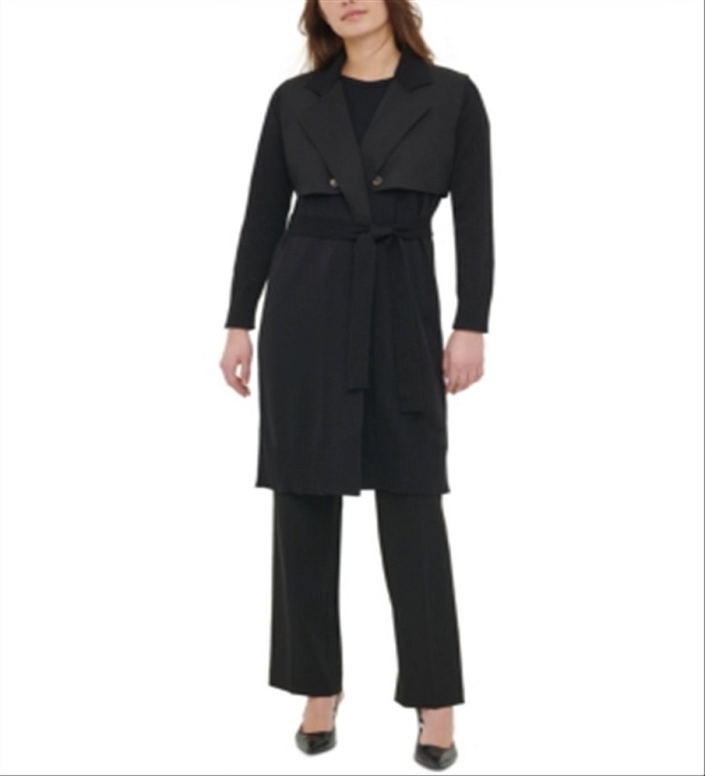 calvin-klein-womens-black-trench-cardigan-size-large