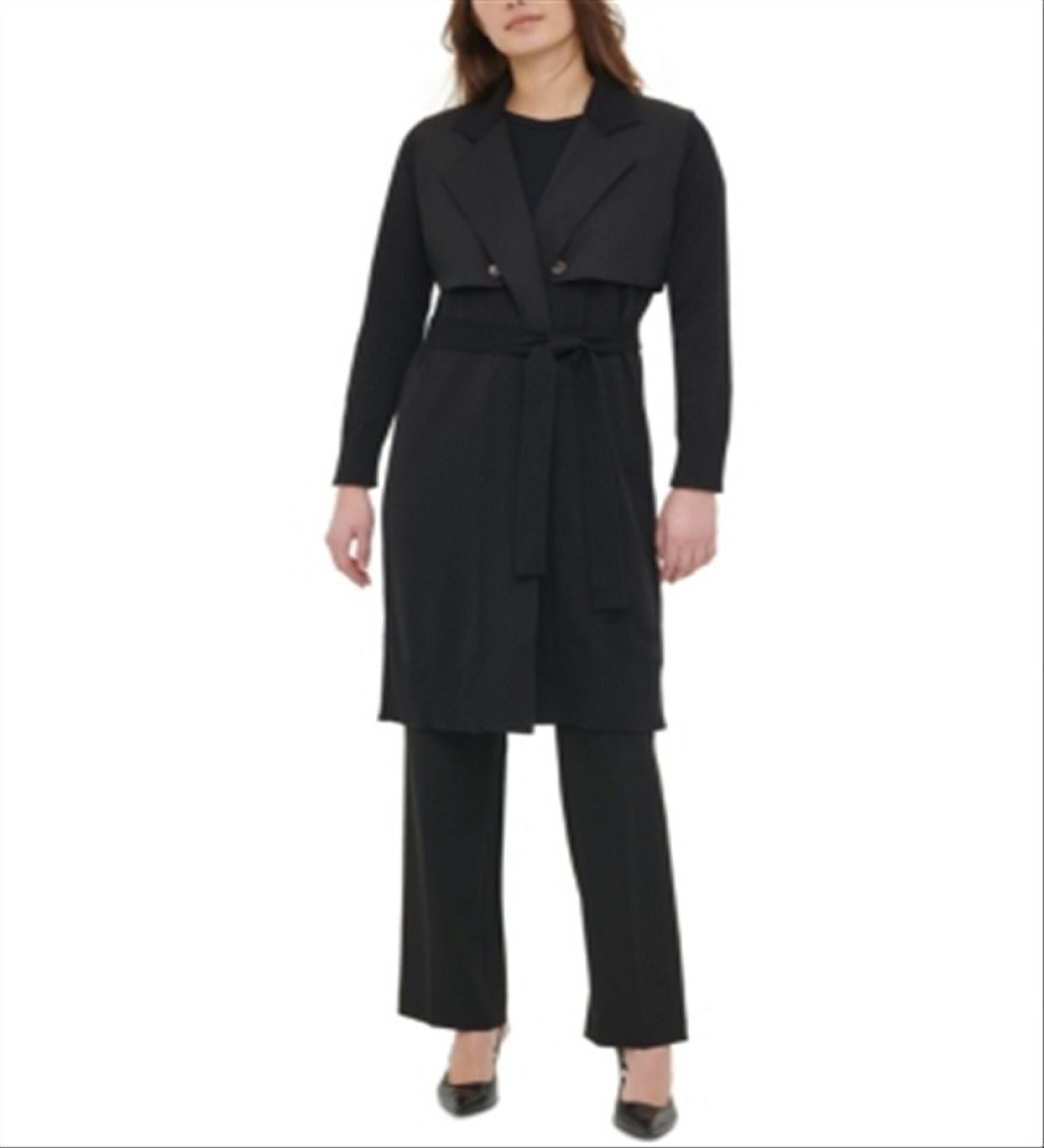calvin-klein-womens-black-trench-cardigan-size-large
