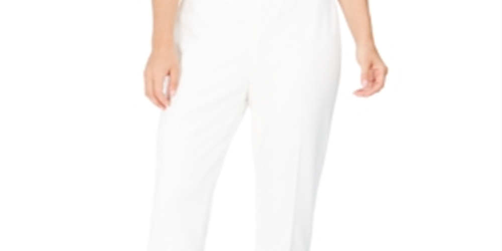 Calvin Klein Women's Pleated Waist Slim Fit Dress Pants White Size 4