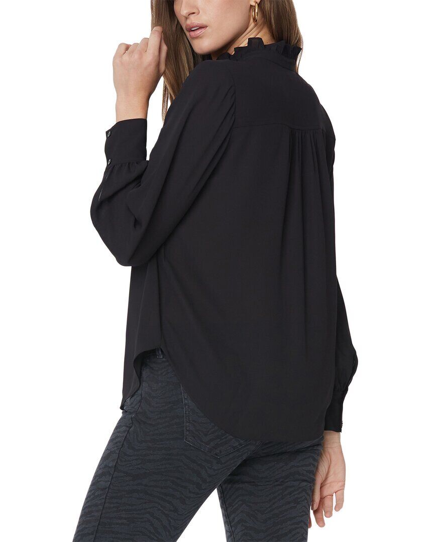 NYDJ Women's Ruffle Neck Blouse Black Size X-Small