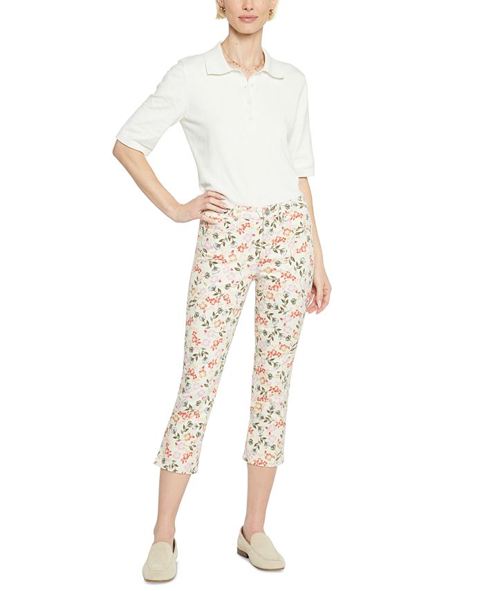 NYDJ Women's Chloe Side Slit Capri Jeans White Size 2