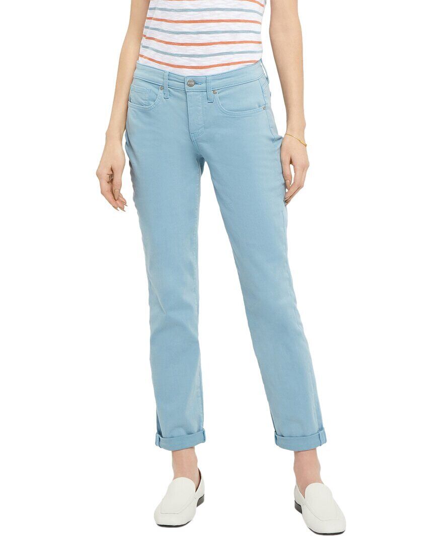 NYDJ Women's Margot Cuffed Ankle Straight Leg Girlfriend Jeans Blue Size 16