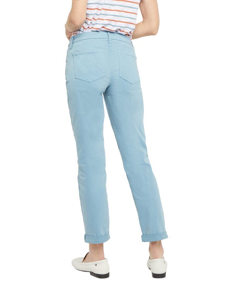 NYDJ Women's Margot Cuffed Ankle Straight Leg Girlfriend Jeans Blue Size 16