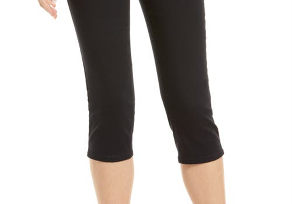 Nydj Aubrey Crop Slim Straight Leg Jeans In Black Size 00