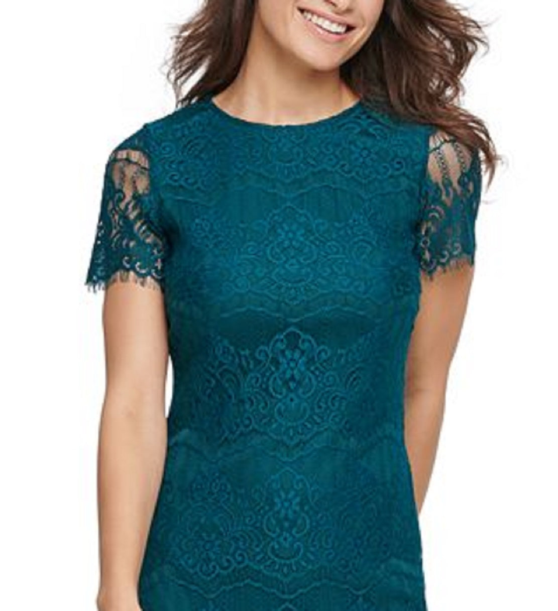 Kensie Women's Scallop Lace Sheath Dress Blue Size 10