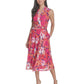 Jessica Howard Womens Floral Surplice Neck Midi Dress Pink Multi