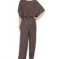 Jessica Howard Women's Metallic Threaded Belted Jumpsuit Black Size Large