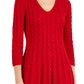 Jessica Howard Women's Cable Knit Fit & Flare Dress Red Size L