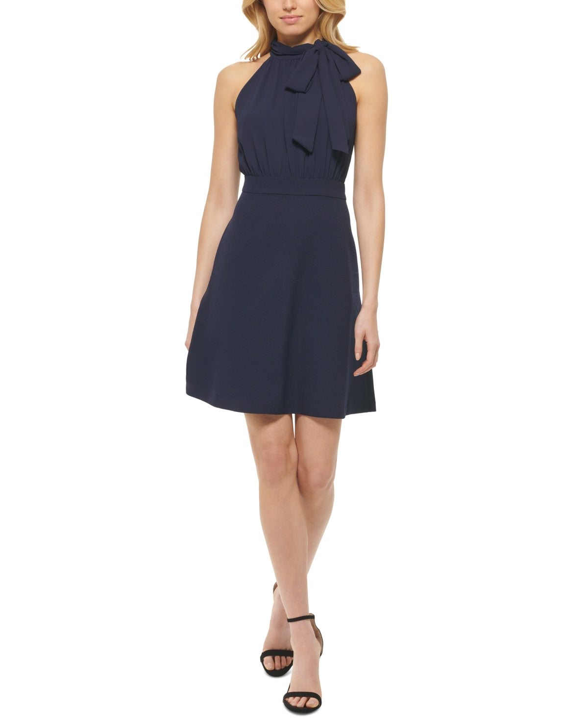 Vince Camuto Women's Tie Neck A Line Dress Blue Size 14