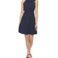 Vince Camuto Women's Bow Neck Fit & Flare Dress Blue Size X-Small