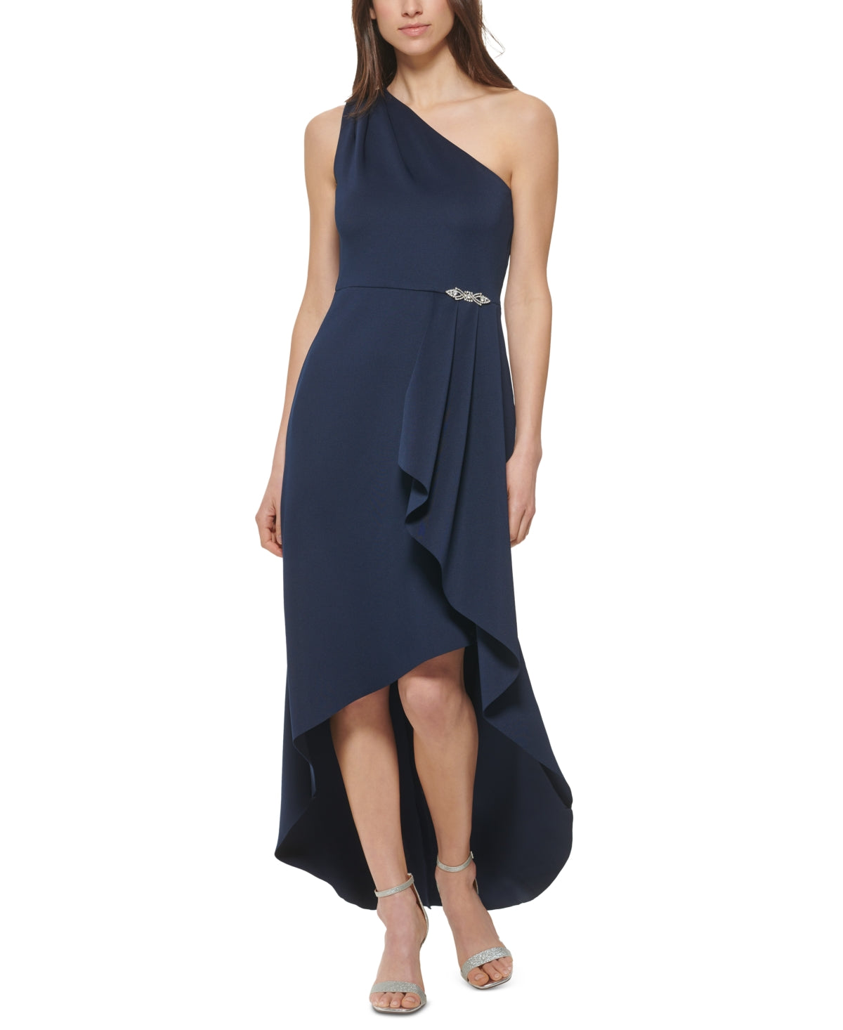 Jessica Howard Women's Ruffled High Low Dress Blue Size 10Petite