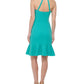 Vince Camuto Women's Ruffled Hem Halter Dress Green Size 12