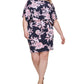 Jessica Howard Women's Floral Print Blouson Dress Blue Size 14W