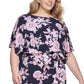 Jessica Howard Women's Floral Print Blouson Dress Blue Size 14W
