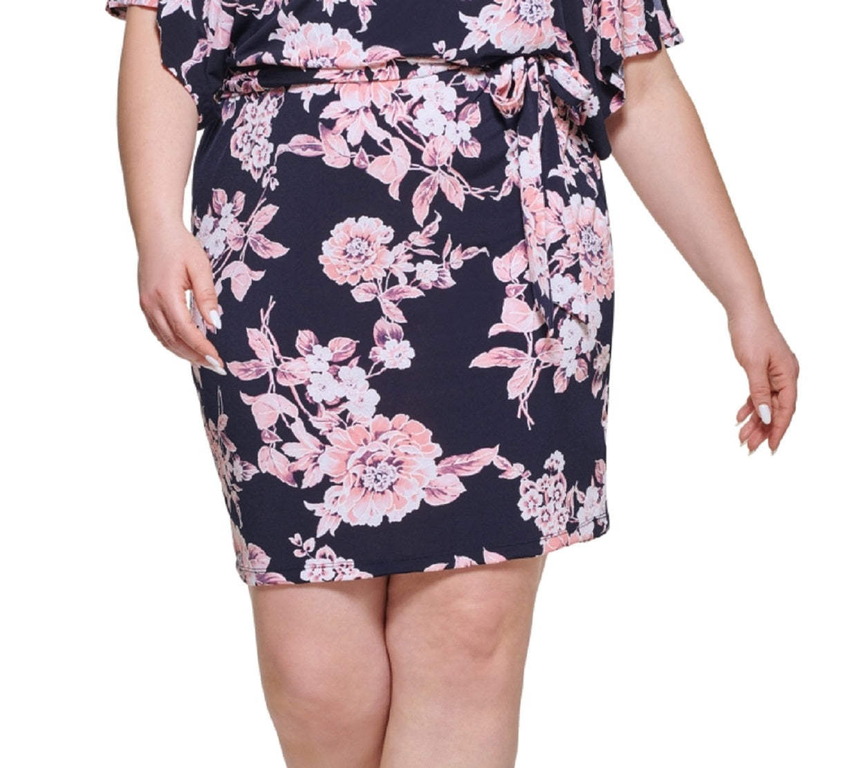 Jessica Howard Women's Floral Print Blouson Dress Blue Size 14W