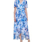 Jessica Howard Women's Tie Waist Chiffon Dress Blue Size 14