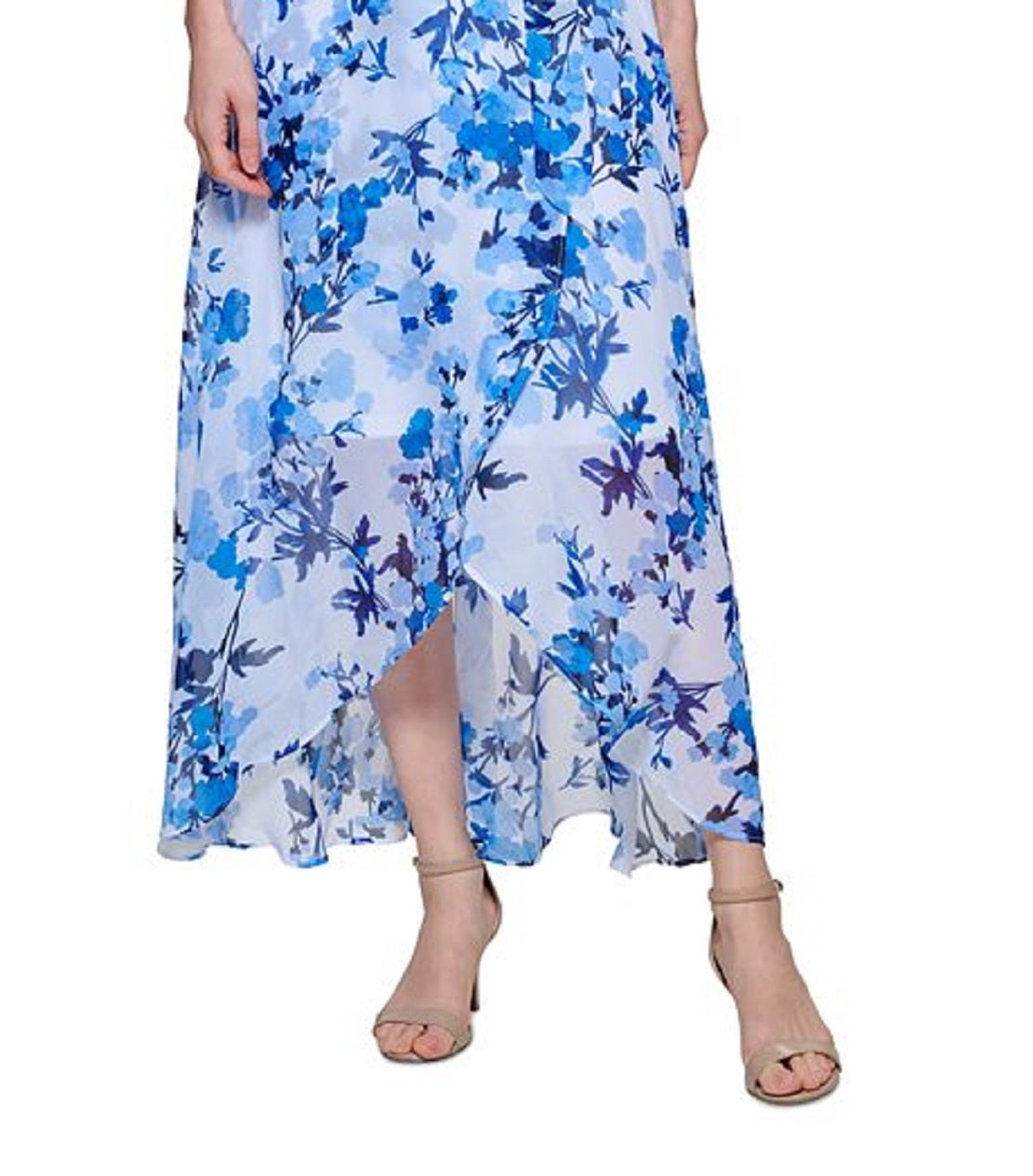 Jessica Howard Women's Tie Waist Chiffon Dress Blue Size 14