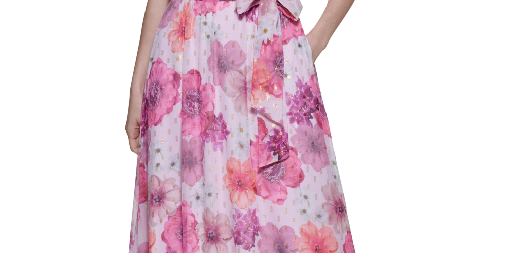 Jessica Howard Women's Floral-Print Halter Gown Pink Size Petite