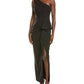 Vince Camuto Black One-Shoulder Ruffle Gown Size 8