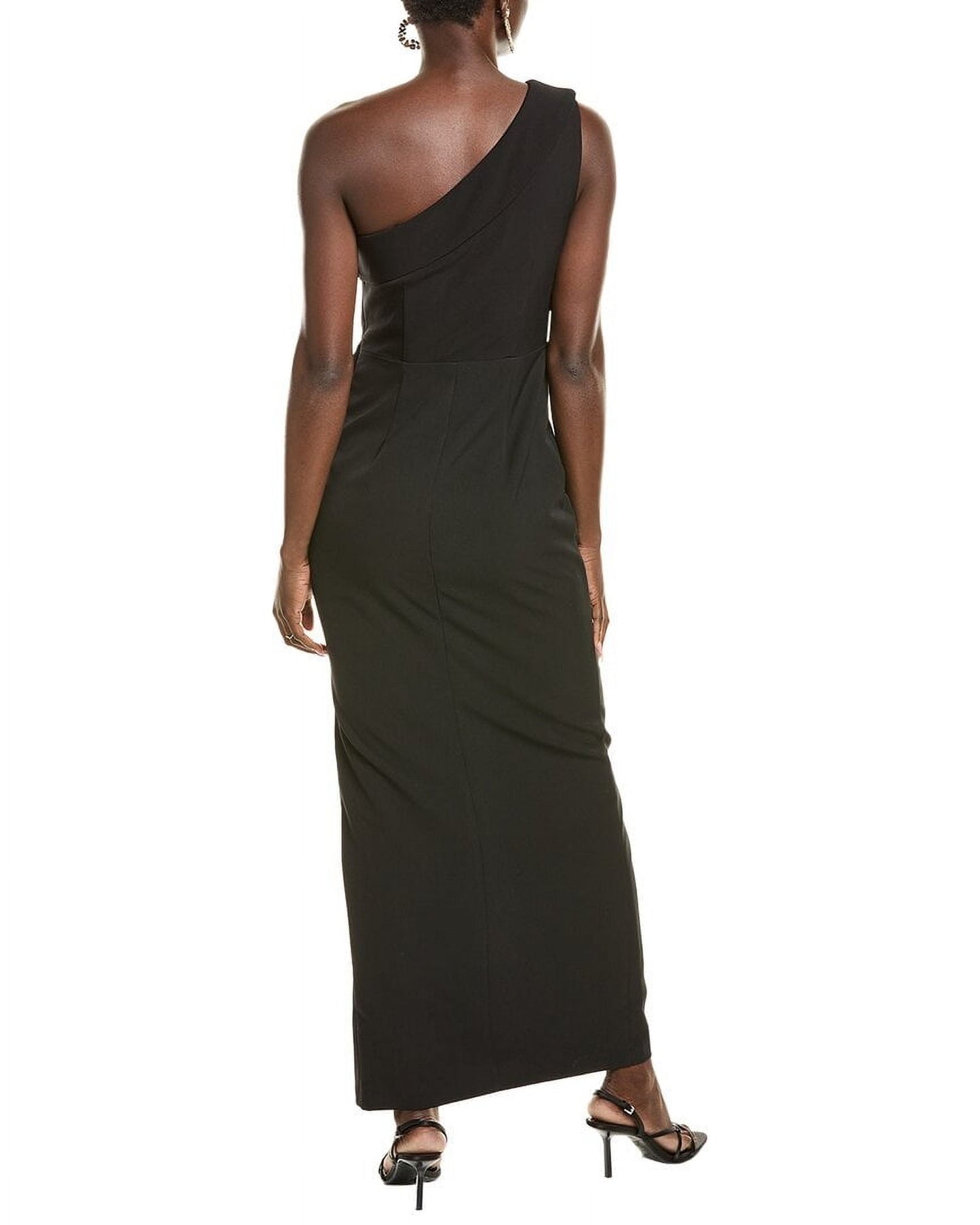 Vince Camuto Black One-Shoulder Ruffle Gown Size 8
