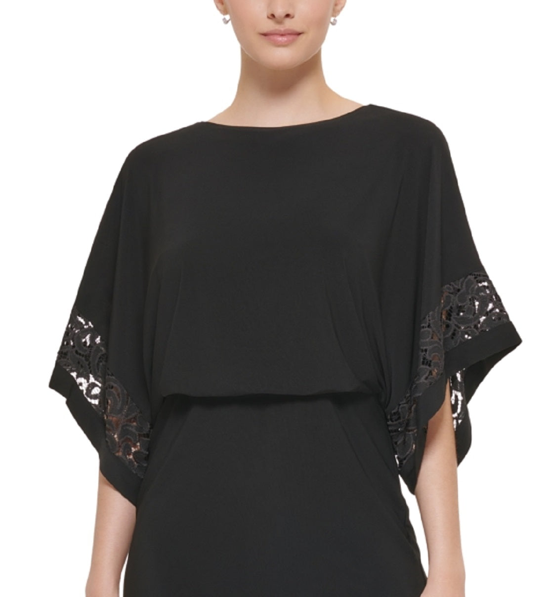 Jessica Howard Women's Lace Inset Blouson Dress Black Size 6